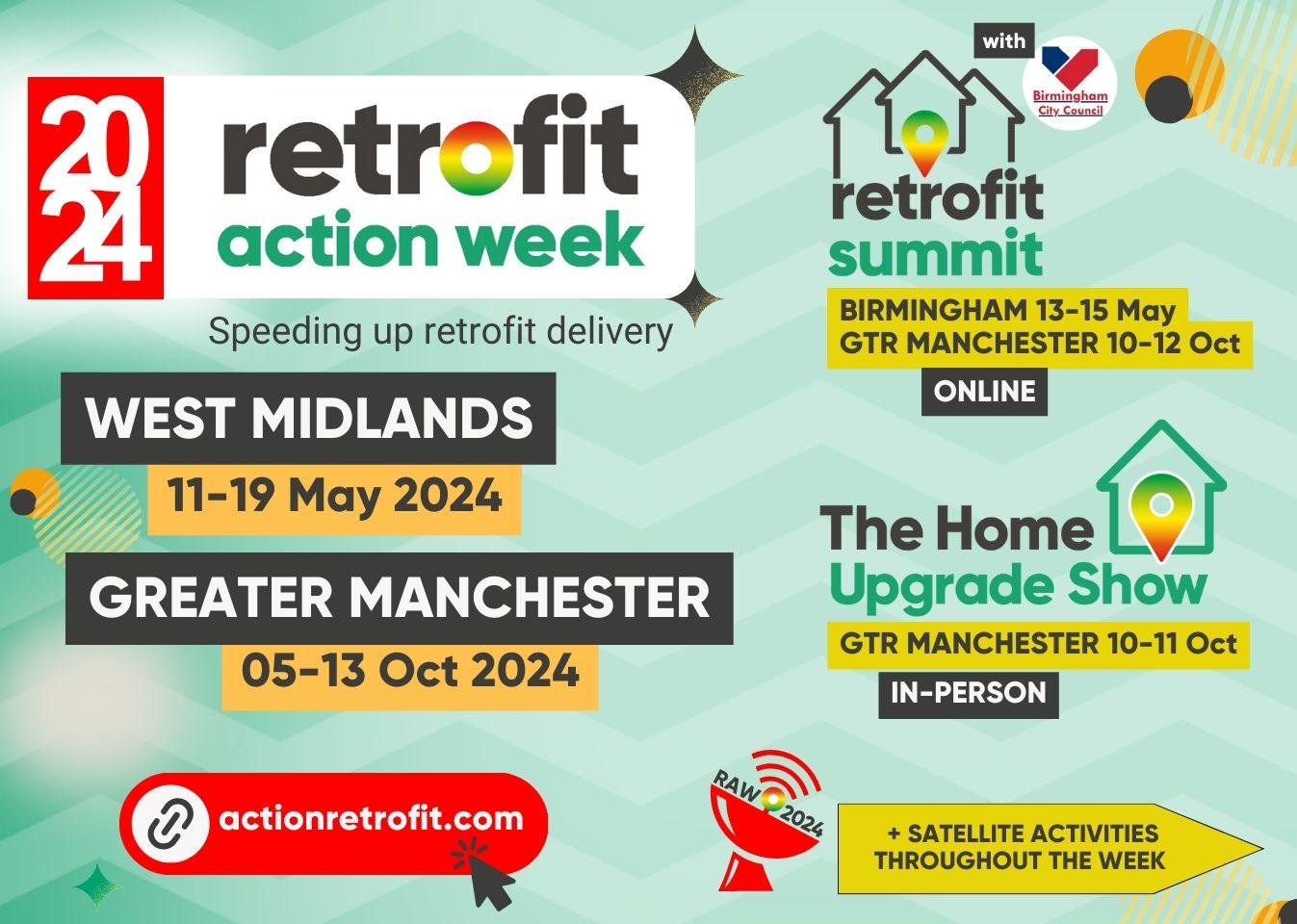 Retrofit Action Week 2024 West Midlands and Greater Manchester banner